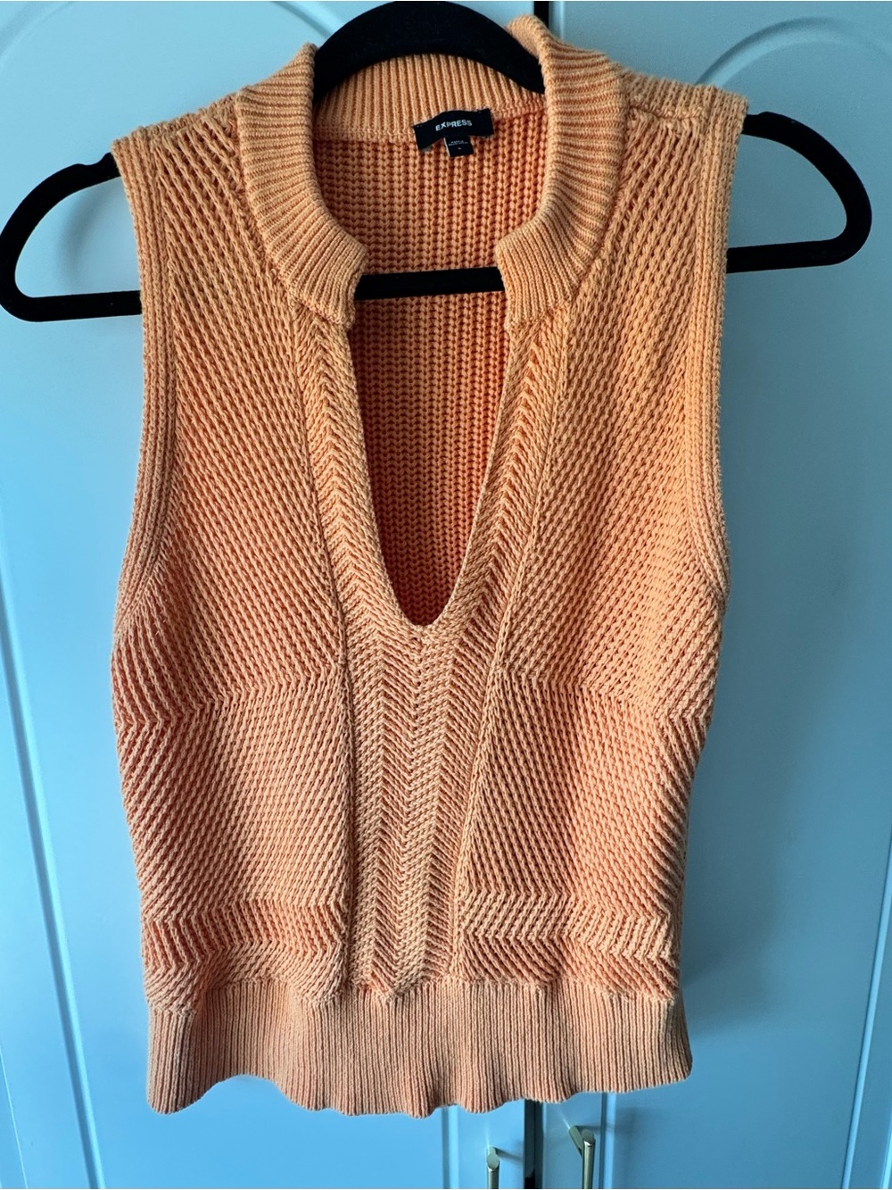 Express Peach Sleeveless Knit V-Neck Tank